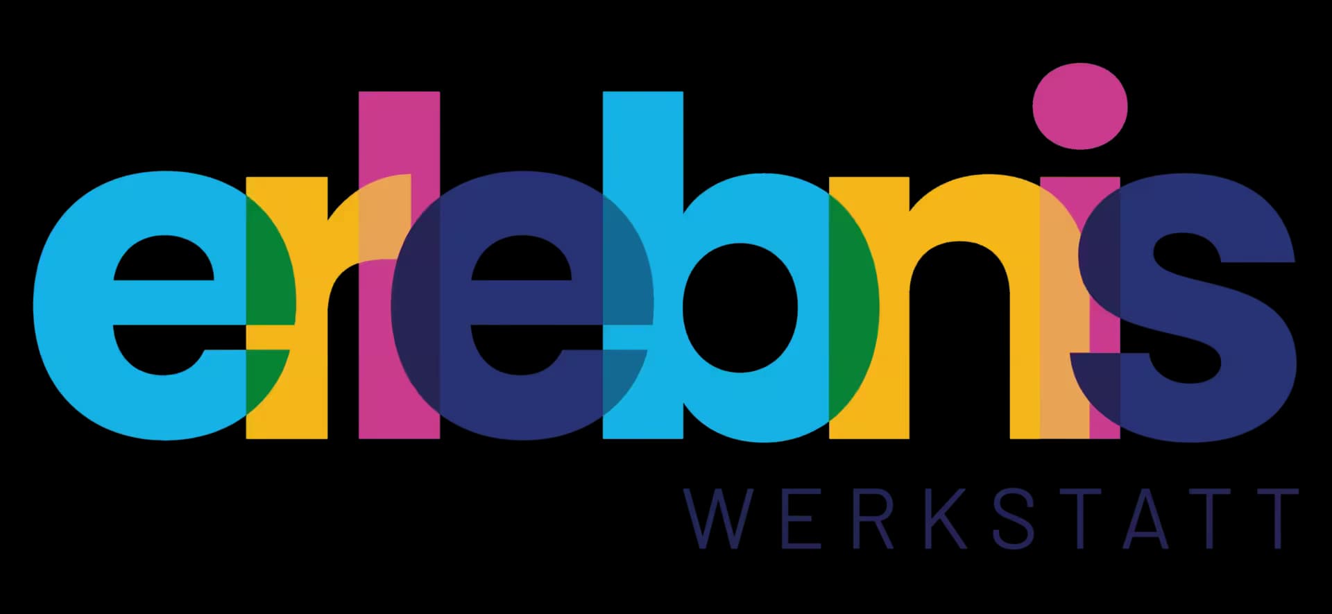 Erlebnis Werkstatt Logo mit bunten Buchstaben