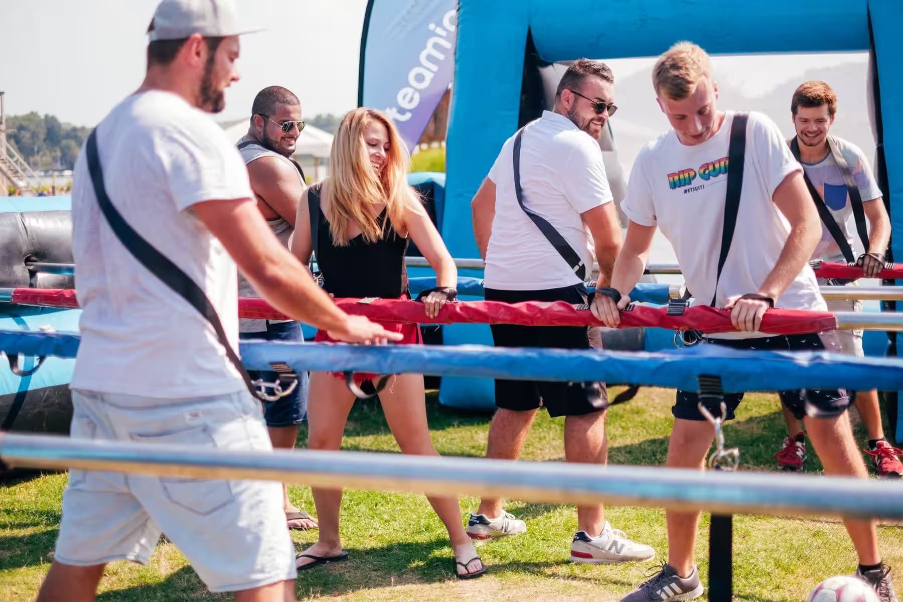 Giant human table football team event