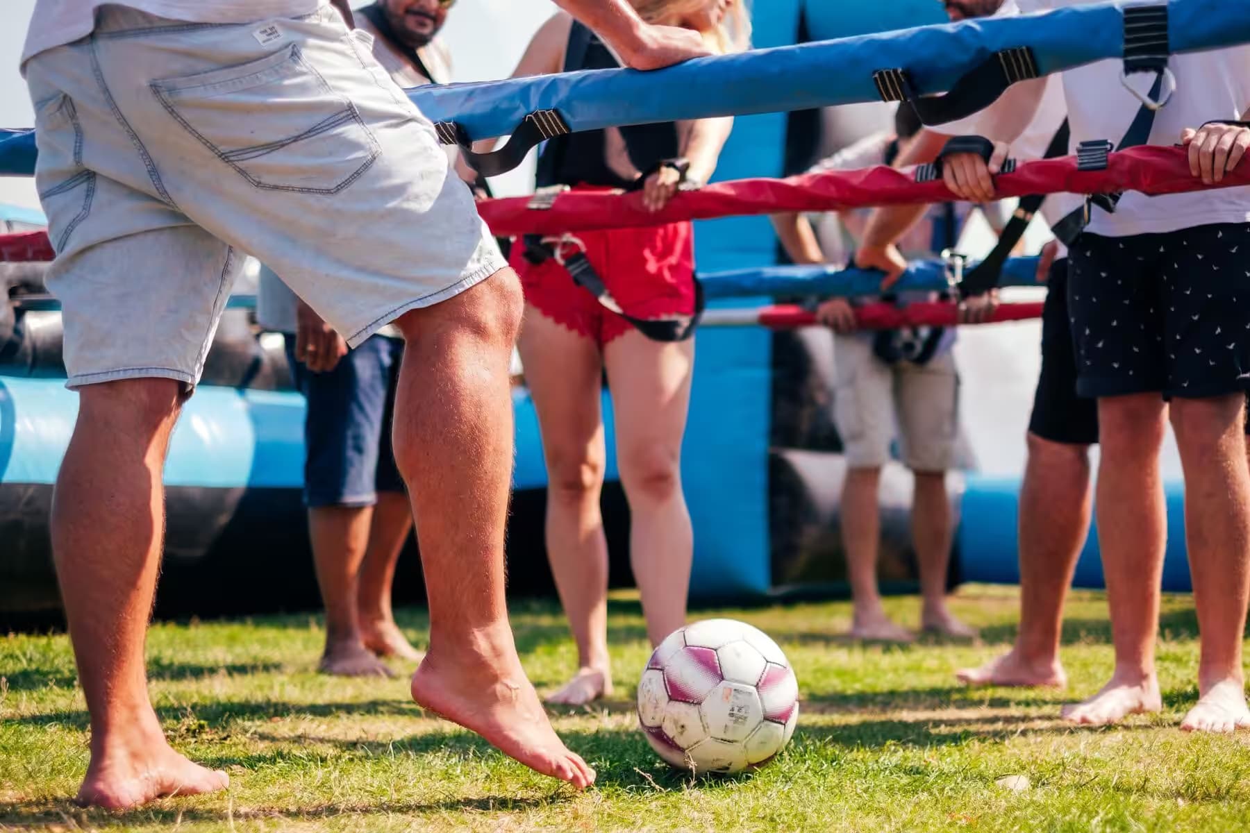 Giant human table football team event