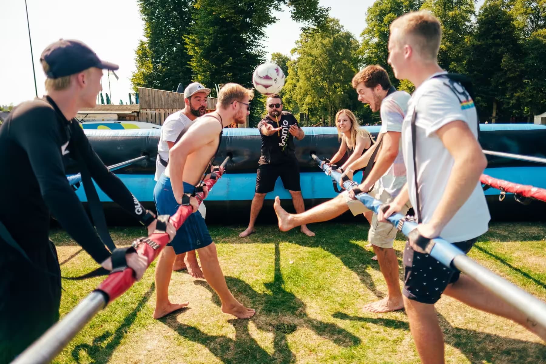 Giant human table football team event
