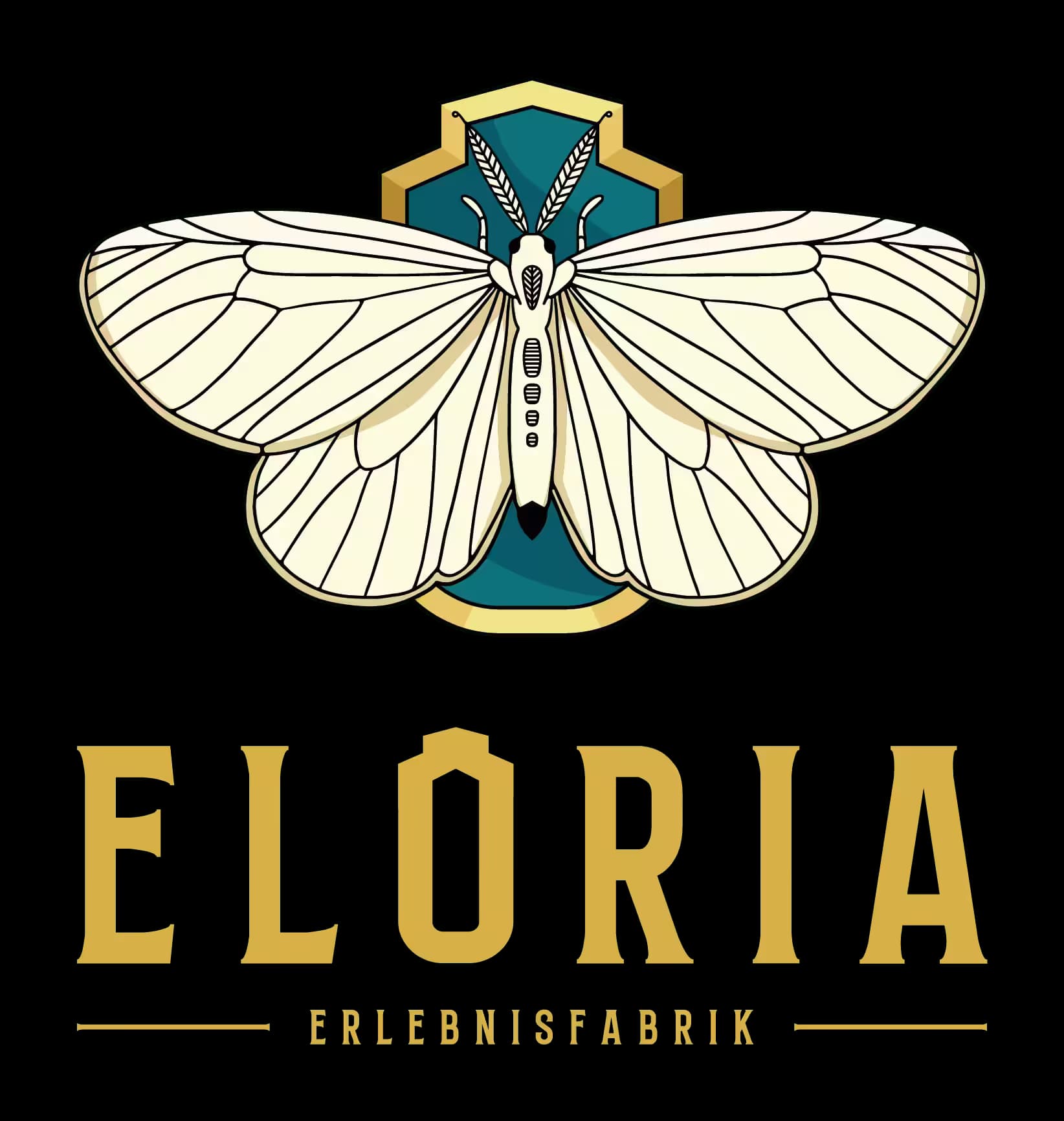 Eloria Erlebnisfabrik logo with a butterfly