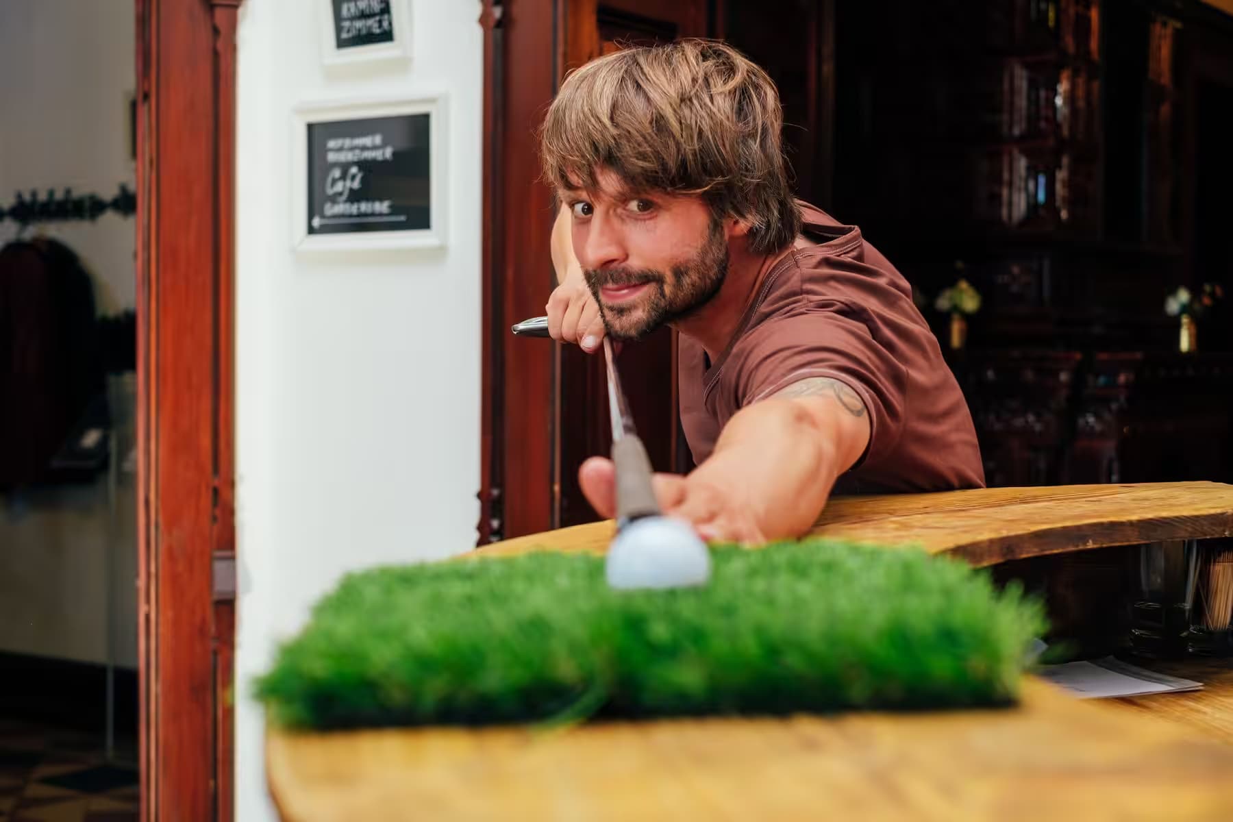 Mini golf team event in an office or hotel