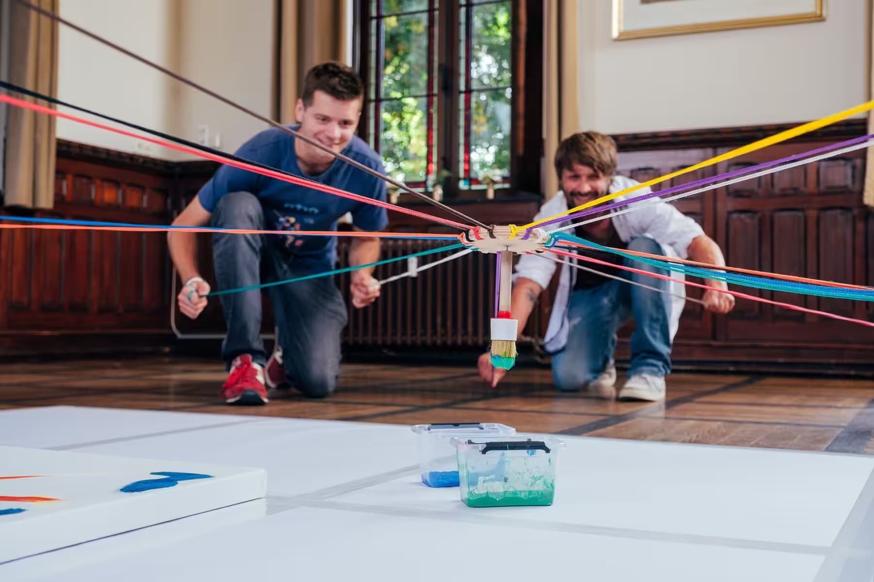 Indoor team event with a series of challenges