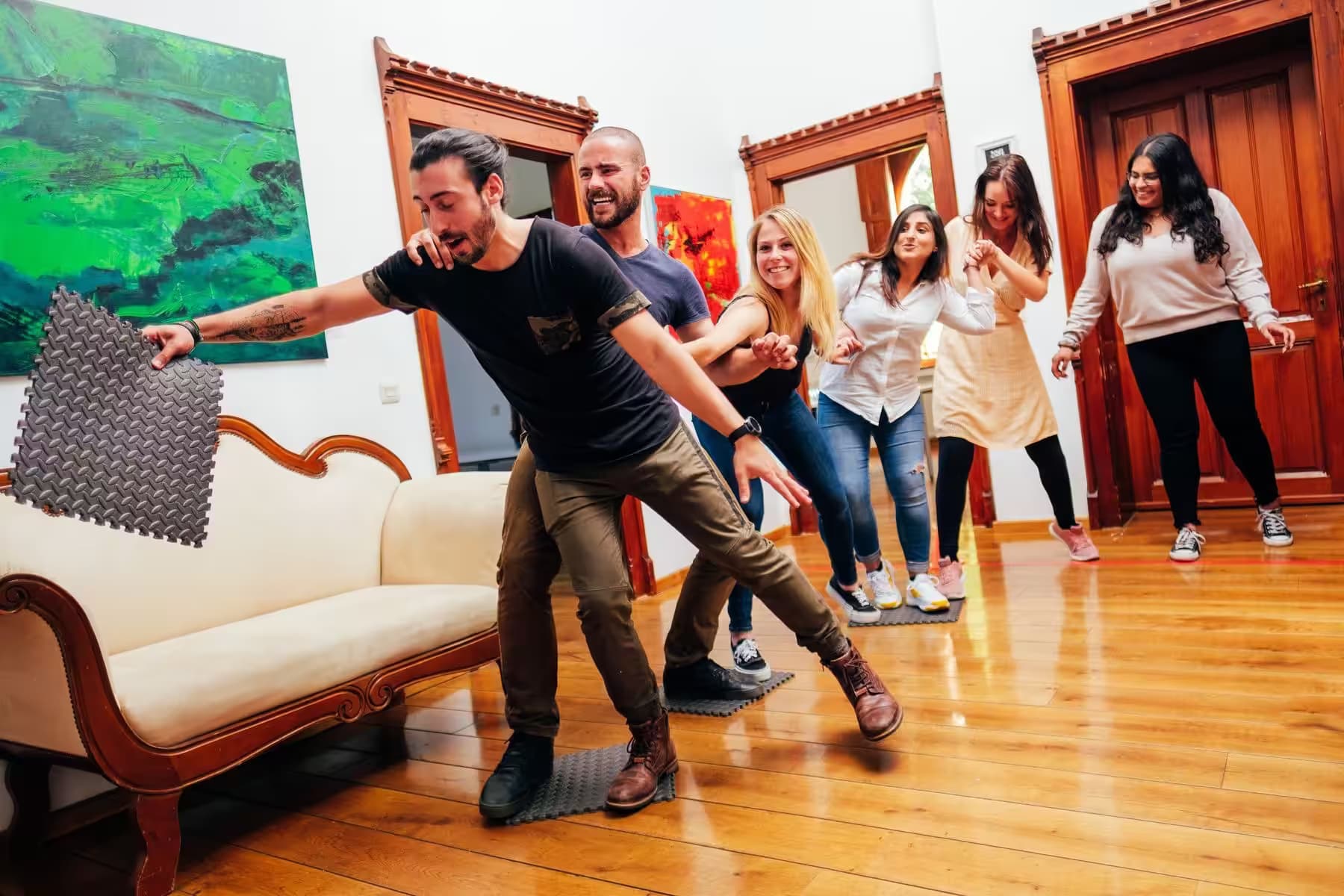 Indoor team event with a series of challenges