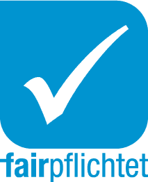 Fairpflichtet logo with a blue tick