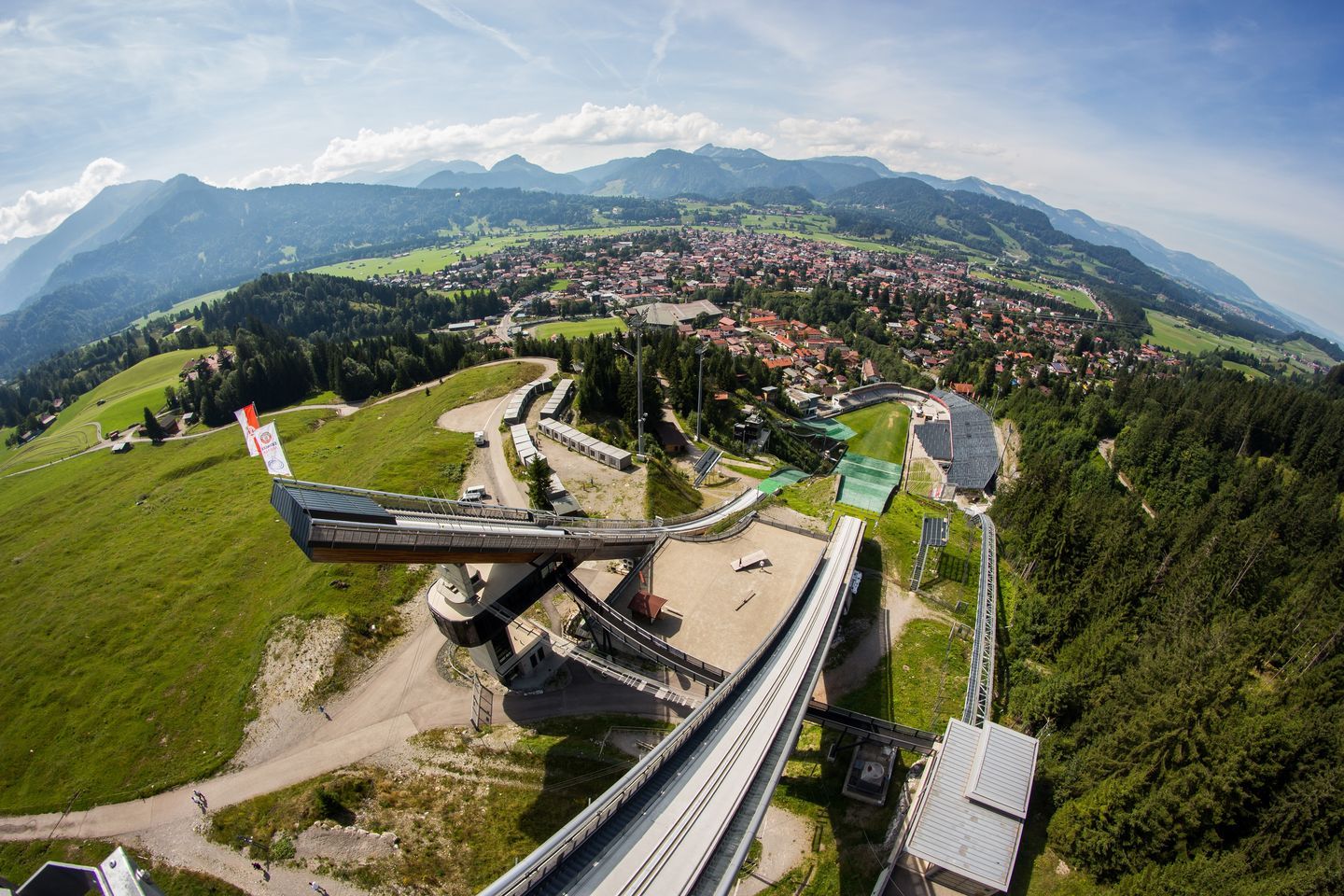 Luftbild der Skisprunganlage Oberstdorf